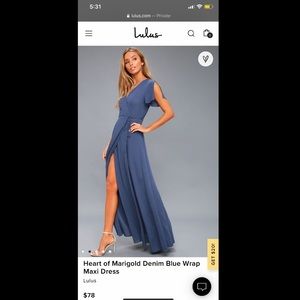 Lulus M Heart of Marigold Denim Blue Wrap Maxi Dress